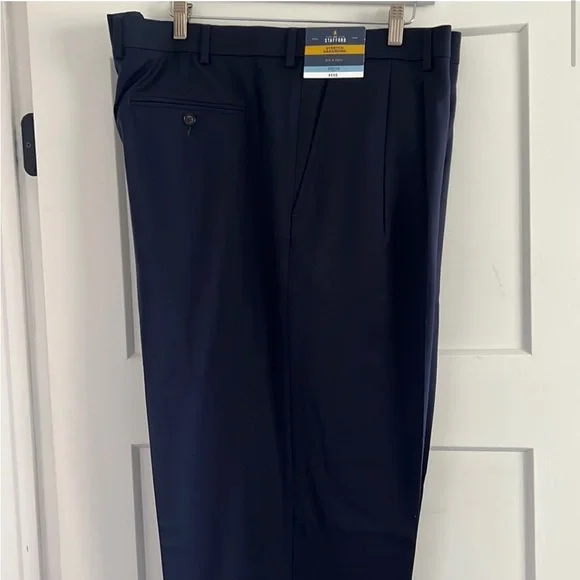 Men's Big & Tall Dress Slacks Navy Blue 44 x 34 - Picture 7 of 8